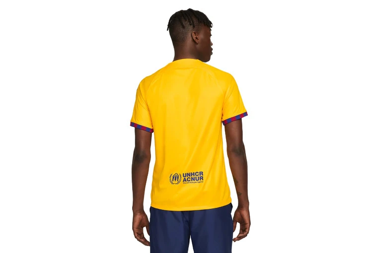 Nike FC Barcelona 2023/24 Stadium Vierde Voetbalshirt Amarillo/University Red/Deep Royal Blue Heren - Afbeelding 2