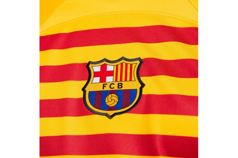 Nike FC Barcelona 2023/24 Stadium Vierde Voetbalshirt Amarillo/University Red/Deep Royal Blue Heren - Afbeelding 5