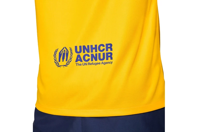 Nike FC Barcelona 2023/24 Stadium Vierde Voetbalshirt Amarillo/University Red/Deep Royal Blue Heren - Afbeelding 6